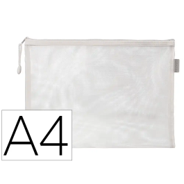 Liderpapel Bolsa Zipper Bag de Poliéster Transpirable Multiusos DIN A4 Blanco