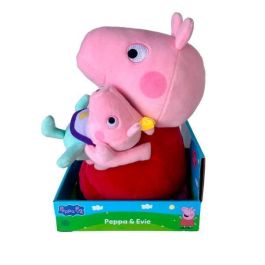 Bandai rojo COP8402 Peluche Peppa Pig con su hermana Evie de 25 cm para niños, regalo ideal, suave y seguro