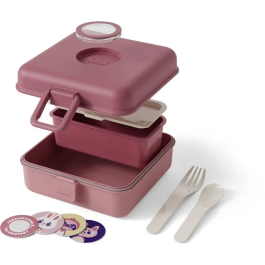 Monbento Snacky Rose Blush - Caja de Sándwich Infantil con Cubiertos Incluidos, Libre de BPA, Ref AABKX84012
