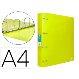 Liderpapel Carpeta 4 anillas 40 mm Polipropileno DIN A4 Amarillo Fluor Opaco Precio: 4.49999968. SKU: B1HS49Y7JL