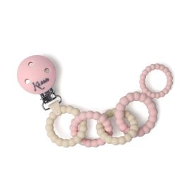 KioKids Sujetachupetes Rosa De Silicona Con Anillas Para Bebé +0 Meses