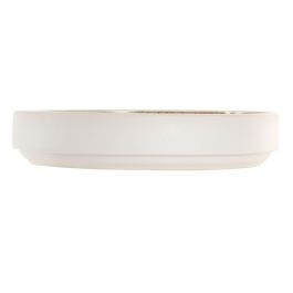 DKD Home Decor Plato Hondo Horeca Gres Esmaltado Beige Blanco 21.5x21.5x4 cm Pack 6 Unidades Apto Microondas Lavavajillas Estilo Moderno
