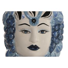 DKD Home Decor Macetero Mediterraneo Sicilia 2024 Blanco Azul Porcelana 15 x 26 x 15 cm