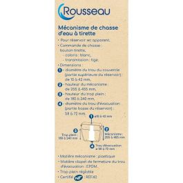 Edouard Rousseau AAABG16380 - Mecanismo de Descarga Abatible Certificado NF - Caudal Potente 3,5 L/s - Ajustable 255-455 mm