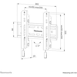 Neomounts Wl30S-850Bl12 Soporte de Pared Fijo para TV 24-55", VESA 50x50-200x200mm, 50kg, Negro, con Sistema Magnético Pull & Release