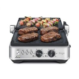 Sage SGR700BSS4EEU1 Grill Eléctrico BBQ & PRESS™ con Placas de Cerámica, sin PFOA ni PTFE, para Cocinar Panini, Hamburguesas y Filetes