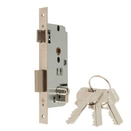 MCM Cerradura de embutir 1 punto 1601-160, cilindro serie E, 85mm entre ejes, níquel, 3 llaves serreta Precio: 61.49999966. SKU: B1ACHSK9D8