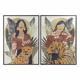 Cuadro DKD Home Decor Mujer Tigre 104 x 4,5 x 144 cm Animal Tropical (2 Unidades) Precio: 172.49999943. SKU: S3017988