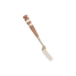 DKD Home Decor Cubertería Moderna de Acero Inoxidable y Madera de Acacia Colores Natural, Blanco y Plateado Set de 16 Piezas