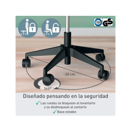 Leitz Taburete Ergo con Asiento Triangular, 5 Ruedas Giratorias, Regulable en Altura (46-59 cm), Negro, Piel Sintética