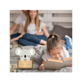 Wondee Lámpara Infantil Personalizable Little Koala Oso Perezoso Madera Sostenible Luz Nocturna Quit Miedos Regalo Bebé