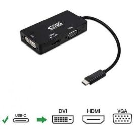Adaptador USB-C a VGA/HDMI/DVI NANOCABLE 10.16.4301-BK (10 cm) Negro 10 cm