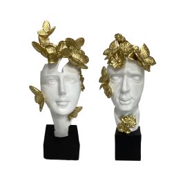 DKD Home Decor Figura Decorativa de Resina Glamour con Cara Blanco y Dorado, Set de 2 Unidades de 11x32x14 cm, Diseños Surtidos Precio: 23.50000048. SKU: S3039648