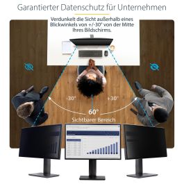 StarTech 24IN Filtro de Privacidad para Monitor 16:10 Colgante Protector Pantalla Anti-huellas Anti-rayones Brillante Acrílico Ángulo Visión 30°