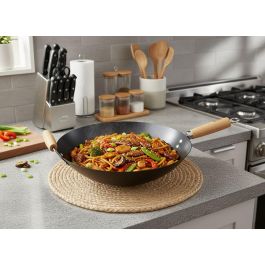 Quttin Sarten Wok Mango y Asa de Madera 35 cm (6 Unidades)