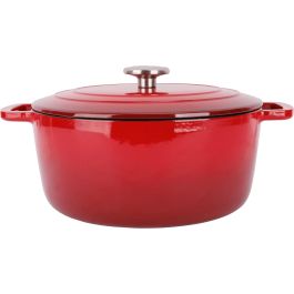 Fontestic Cacerola con Tapa Hierro Fundido Esmaltado Ø28 cm 6,15 L Roja Apta Inducción COS5401110265160