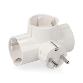 Adaptador triple 2p+t, 16a 250v~ entrada lateral, blanco (retractilado)