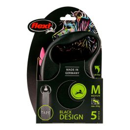 Correa para Perro Flexi BLACK DESIGN Negro Rosa S