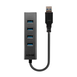 Hub USB LINDY 43324 Negro