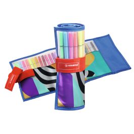 Stabilo Rotuladores Pen 68 C-Surtidos 20 Estándar + 5 Neón Estuche Rollerset Nylon Cierre Velcro 25 Ud