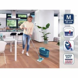 LEIFHEIT Clean Twist M Ergo 52120 Set de limpieza para suelos - Fregona con funda de 33 cm y cubo con centrifugado giratorio sencillo