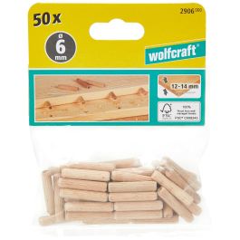 Pack 50 espigas largas de madera de haya ø6x30mm 2906000 wolfcraft