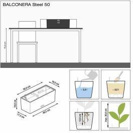 Macetero LECHUZA Balconera Steel 50, gris perla satinado