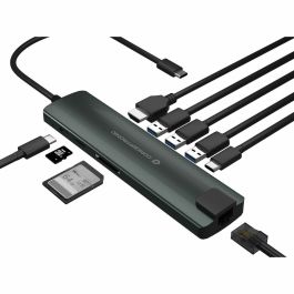 Hub USB Conceptronic DONN06G Gris 9 en 1 20 cm