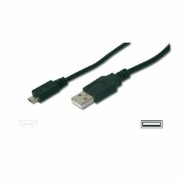 Digitus Cable USB 2.0 de 3m Macho/Macho, Conector Tipo A a Micro-B, Negro para Carga y Sincronización de Dispositivos
