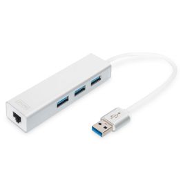 Digitus USB-Hub 3-Port 3.0->3xA3.0 1xLAN integr. Kabel we Concentrador USB 3.0 de 3 Puertos con Adaptador LAN Gigabit Plata/Blanco Precio: 44.5000006. SKU: B19VAMQCR8