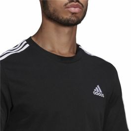 Camiseta de Manga Corta Hombre Adidas Essentials 3 bandas Negro