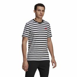 Camiseta de Manga Corta Hombre Essentials Stripey Adidas Embroidered Logo Negro