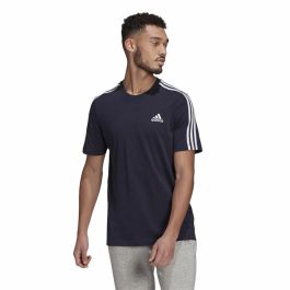 Camiseta de Manga Corta Hombre Essentials 3 bandas Adidas Legend Ink Azul Azul oscuro