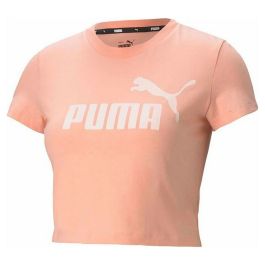 Camiseta de Manga Corta Mujer Puma Essentials Slim Logo Rosa Salmón
