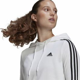 Sudadera con Capucha Mujer Adidas Essentials Cropped 3 Stripes Blanco