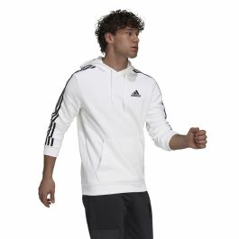 Sudadera con Capucha Hombre Adidas Essentials 3 Stripes Blanco