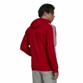 Sudadera con Capucha Hombre Adidas Essentials Fleece 3 Stripes Rojo