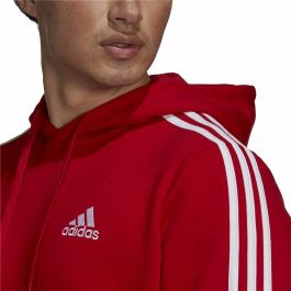 Sudadera con Capucha Hombre Adidas Essentials Fleece 3 Stripes Rojo
