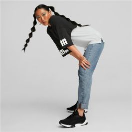 Camiseta de Manga Corta Mujer Puma Power Colorblock Blanco Negro