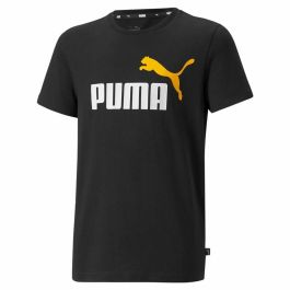 Camiseta de Manga Corta Infantil Puma Essentials+ Two-Tone Logo Negro