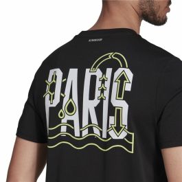 Camiseta de Manga Corta Hombre Adidas Aeroready Paris Graphic Tenis Negro