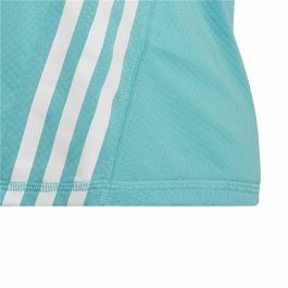 Camiseta de Manga Corta Infantil Adidas Aeroready Three Stripes Aguamarina