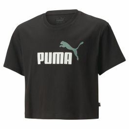 Camiseta de Manga Corta Infantil Puma Logo Cropped Negro