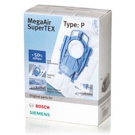 Bosch Bolsas de aspiradora Type P MegaAir SuperTEX para Siemens VS08 y Bosch BSG8 (4 bolsas, 1 filtro)