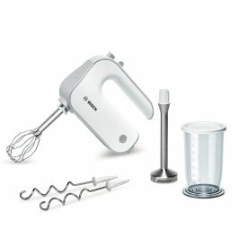 Bosch MFQ4070 Batidora de mano Styline 500 W, 5 velocidades con Turbo, Ganchos de amasar, Blanco y Plata