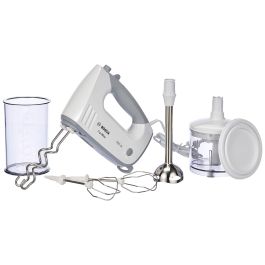 Bosch MFQ36480 Batidora de mano ErgoMixx 450W, 5 velocidades, función Turbo, varillas y ganchos, blanco/gris