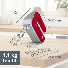 Bosch MFQ40303 Batidora de Mano Styline Colour, 500 W, 5 Velocidades, Varillas Batidoras, Ganchos Amasado, Rojo