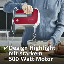 Bosch MFQ40303 Batidora de Mano Styline Colour, 500 W, 5 Velocidades, Varillas Batidoras, Ganchos Amasado, Rojo