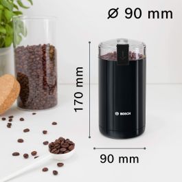 Bosch TSM6A013B Molinillo de Café Eléctrico 180W, Capacidad 75g (10 Tazas), Cuchillas Acero Inoxidable, Negro