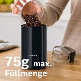 Bosch TSM6A013B Molinillo de Café Eléctrico 180W, Capacidad 75g (10 Tazas), Cuchillas Acero Inoxidable, Negro